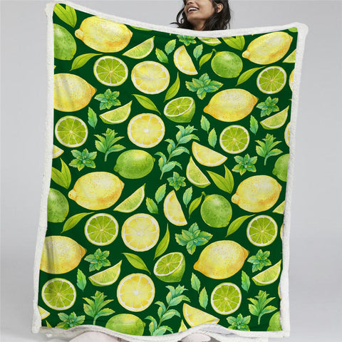 Image of Juicy Lemons Sherpa Fleece Blanket