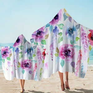 Painted Purple Flower Hooded Towel