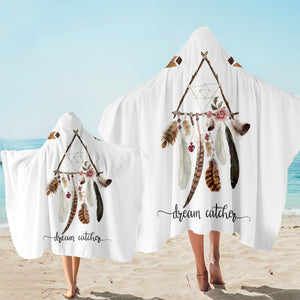 Feathery Triangle Dream Catcher Hooded Towel