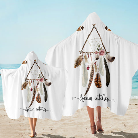 Image of Feathery Triangle Dream Catcher Hooded Towel