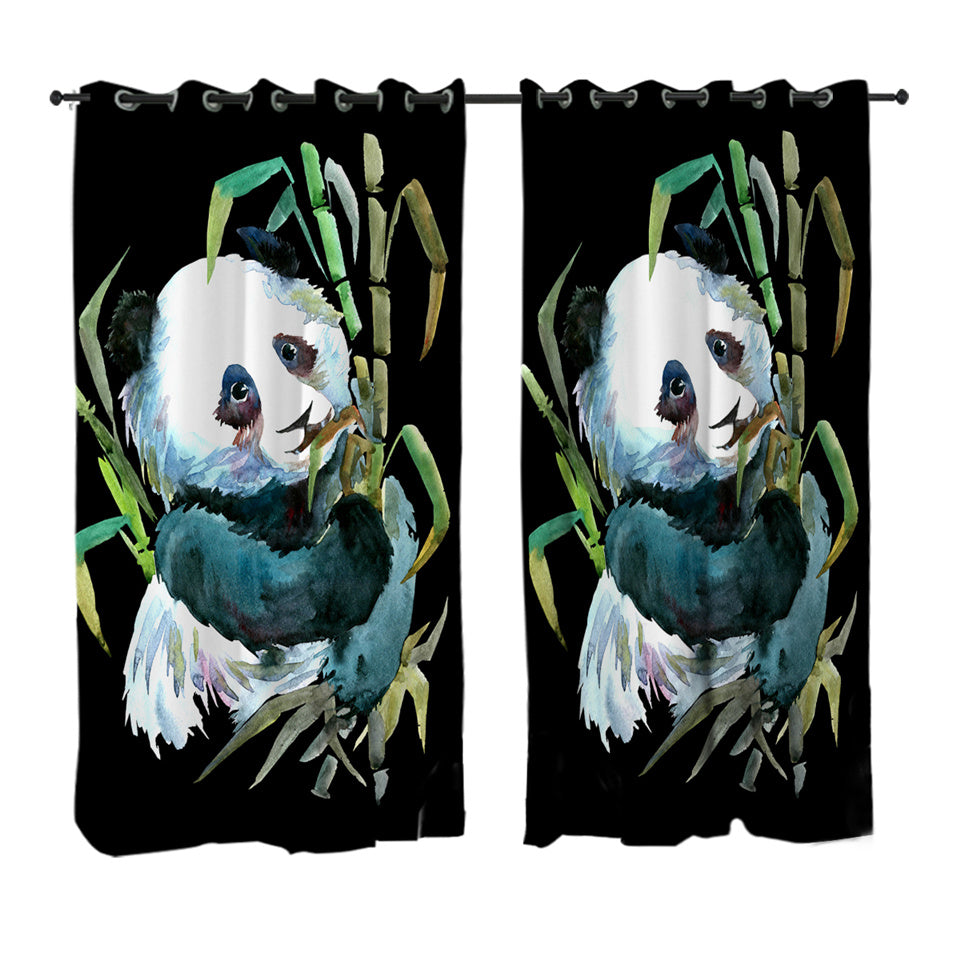 Watercolored Panda 2 Panel Curtains
