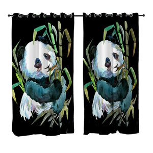 Watercolored Panda 2 Panel Curtains
