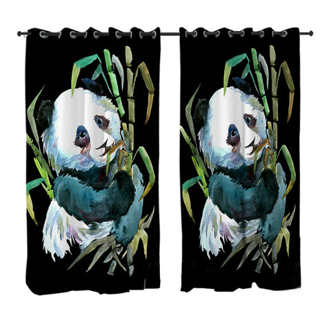 Image of Watercolored Panda 2 Panel Curtains