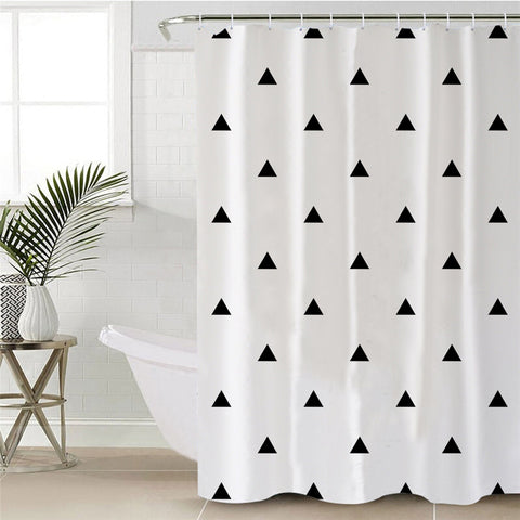 Image of Black Triangle Pattern Tan Shower Curtain