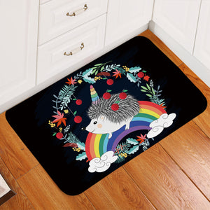 Magical Hedgehog Black Door Mat