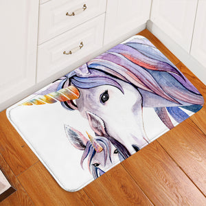 Painted Unicorn White Door Mat