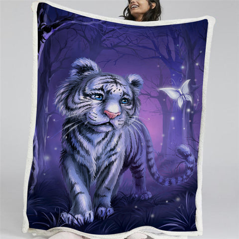 Image of Baby Purple Tiger Sherpa Fleece Blanket