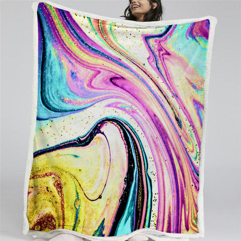 Image of Watercolor Marble Themed Sherpa Fleece Blanket