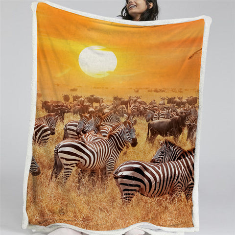 Image of Wildlife Zebras Sherpa Fleece Blanket