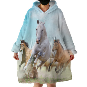 Horse Race SWLF0743 Hoodie Wearable Blanket