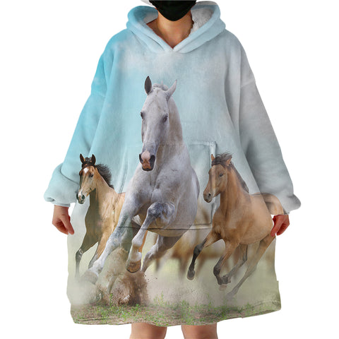 Image of Horse Race SWLF0743 Hoodie Wearable Blanket