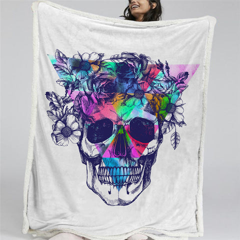 Image of Skull Themed Sherpa Fleece Blanket