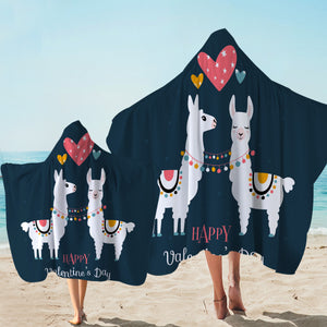 Llama Love Valentine Hooded Towel