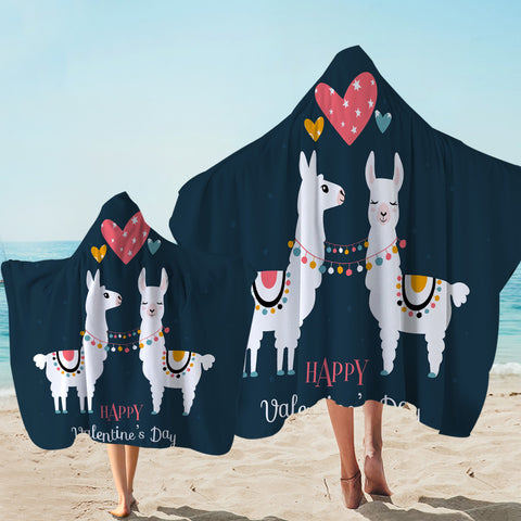 Image of Llama Love Valentine Hooded Towel