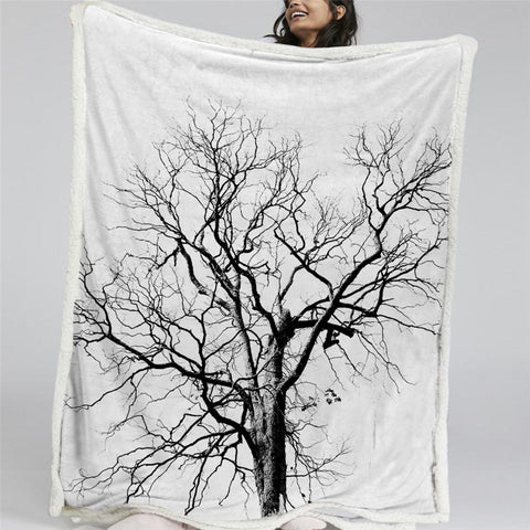 Image of Black Branches Sherpa Fleece Blanket