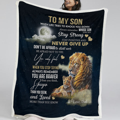 Image of NEVER GIVE UP Fleece Blanket SWMT9748