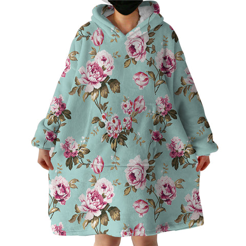 Image of Pink Roses SWLF2242 Hoodie Wearable Blanket