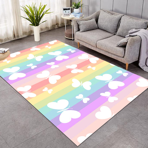 Image of White Butterflies Rainbow SW1008 Rug