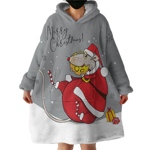 Xmas Rat SWLF2524 Hoodie Wearable Blanket