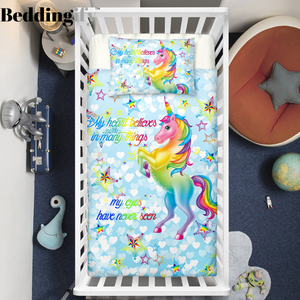 Blue Sky Unicorn Crib Bedding Set - Beddingify