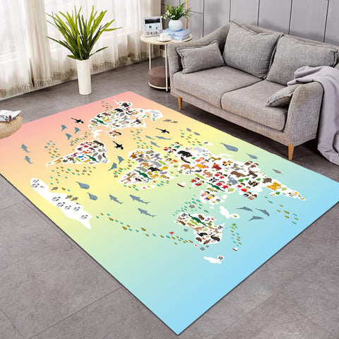 Image of Colored Fauna Population SW0534 Rug