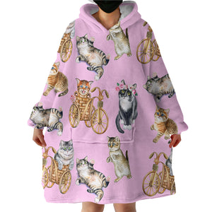 Cat Patterns SWLF1298 Hoodie Wearable Blanket