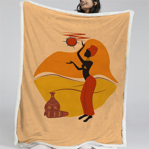 Image of African Woman Pattern Sherpa Fleece Blanket