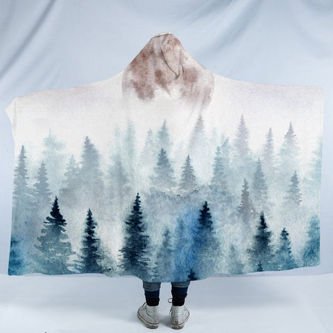 Image of Hazy Pine Forest SW1551 Hooded Blanket