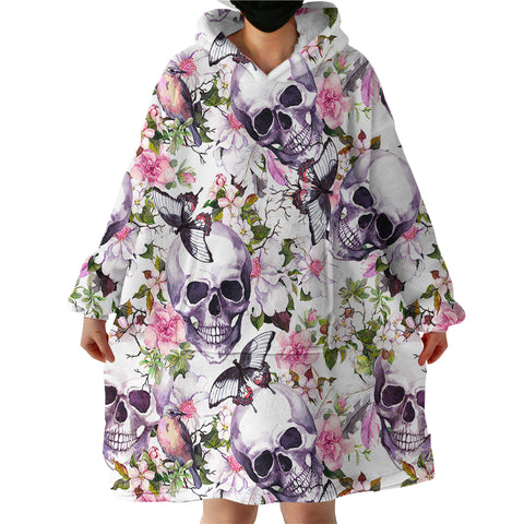 Image of Floral Skull SWLF0071 Hoodie Wearable Blanket