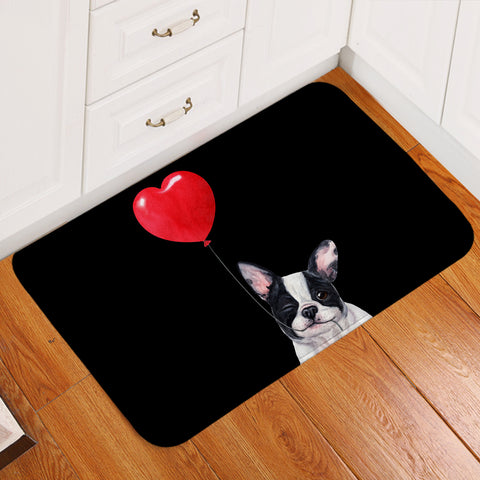 Image of Pug Balloon Black Door Mat