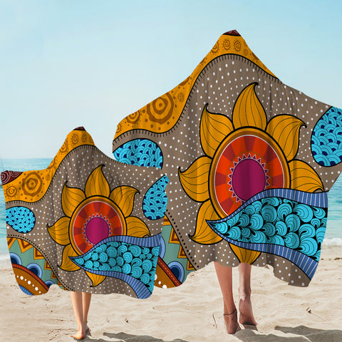 Image of Arty Sun & Clouds Hooded Towel