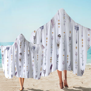 Feathers & Arrows White Hooded Towel