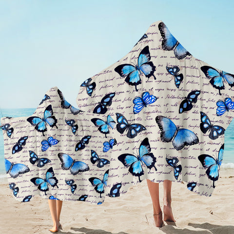 Image of Blue Monarchs Letter Hooded Towel