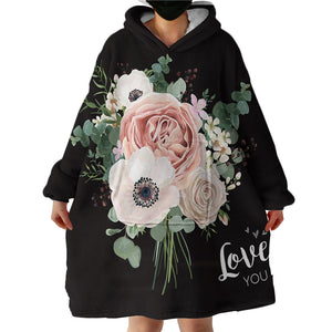 Vintage Roses SWLF0299 Hoodie Wearable Blanket