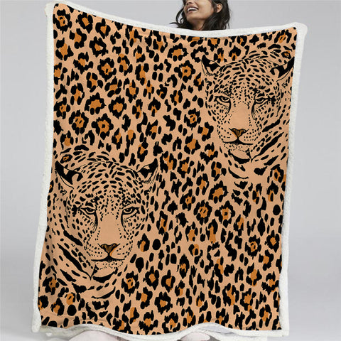 Image of Leopard Themed Sherpa Fleece Blanket