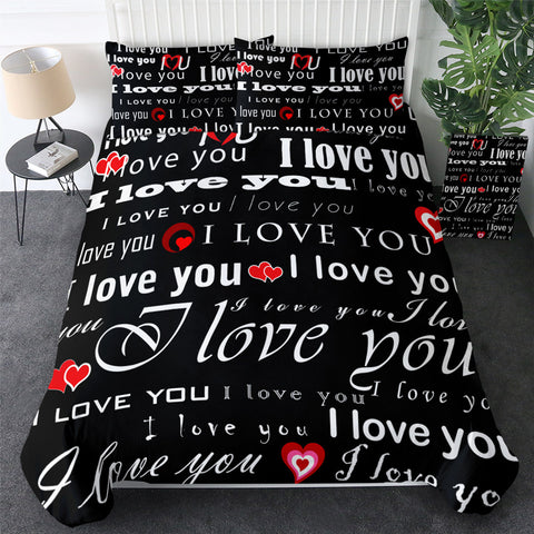 Image of I Love You Black Bedding Set - Beddingify