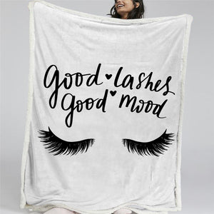 Good Lashes Good Mood Sherpa Fleece Blanket - Beddingify