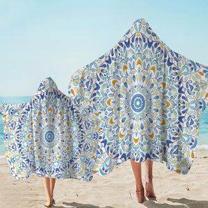 Complex Tiles Design Blue Hooded Towel