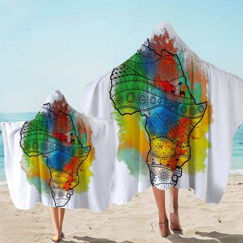 Image of Africa Continent Colorboom Hooded Towel