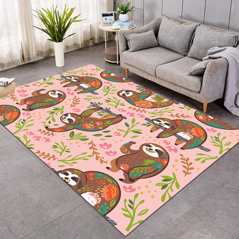 Image of Hanging Sloth Pink SW1667 Rug