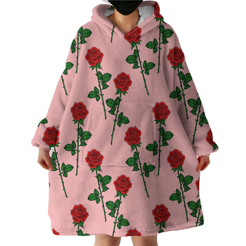 Image of Roses Pink SWLF2051 Hoodie Wearable Blanket