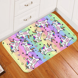 Skating Unicorn Rainbow Door Mat