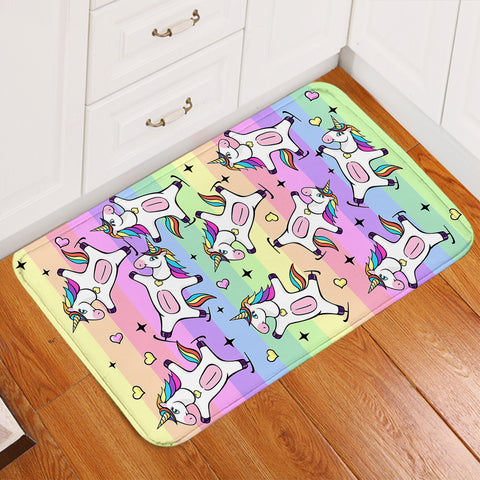 Image of Skating Unicorn Rainbow Door Mat