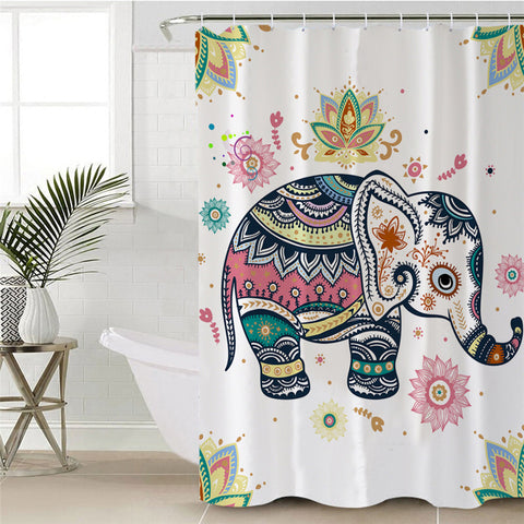 Image of Cute Stylized Elephant SSR013114232 Shower Curtain