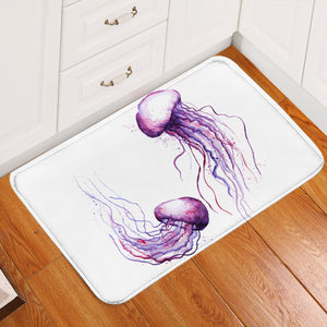 Purple Jellyfish White Door Mat