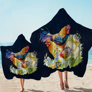 Chickens Starry Hooded Towel