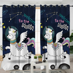 Magical Sheep Cosmic Themed 2 Panel Curtains