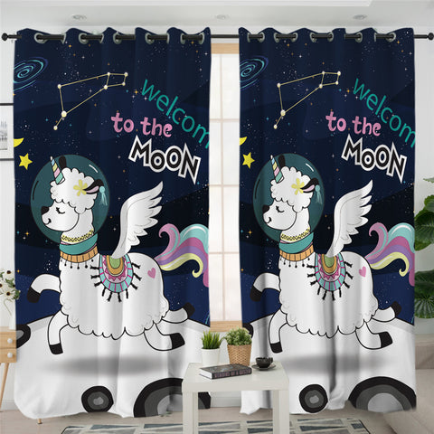 Image of Magical Sheep Cosmic Themed 2 Panel Curtains