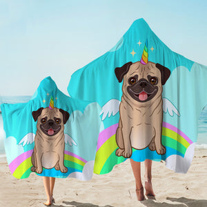 Magical Pug Rainbow Hooded Towel