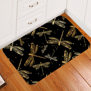 Metallic Dragonflies Black Door Mat